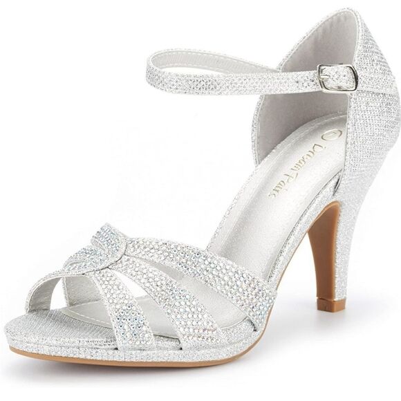 🩵NIB Dream Pairs Silver Glitter "Amore" Heels Size 10 - Picture 1 of 12